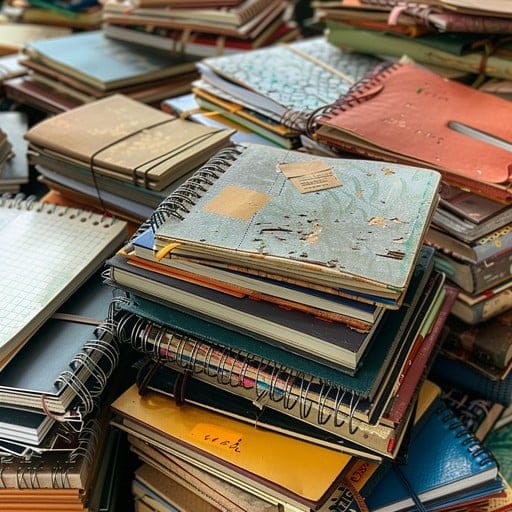 Pile of unused notebooks